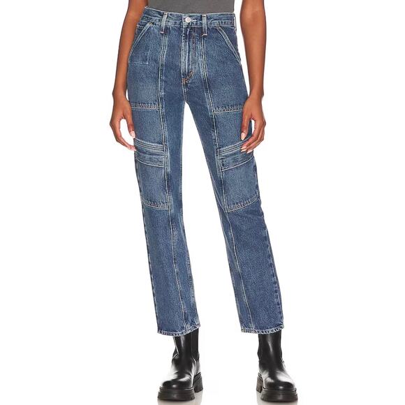 AGOLDE Cooper Cargo Jeans Size 28 Regulation Blue Straight Leg Utility Denim